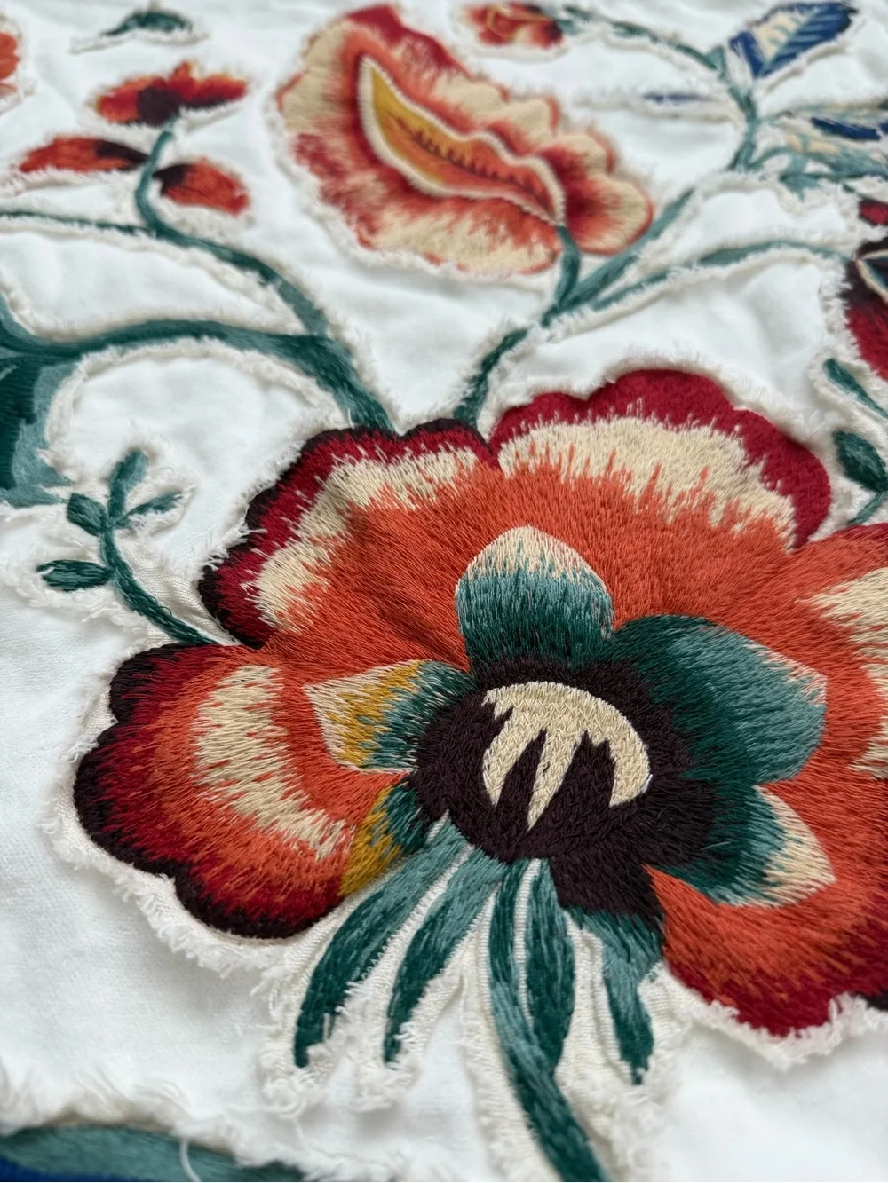 Southern Living Embroidered Floral Throw Pillow Cover 20x20
